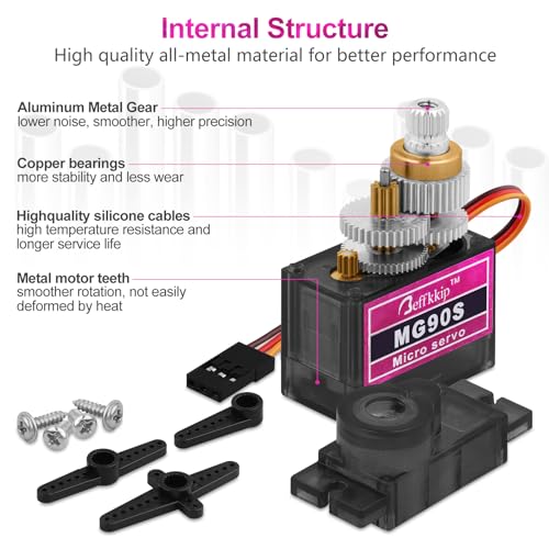 MG90S 9g Metal Gear Micro Servos, 4-Pack - style: 4PCS