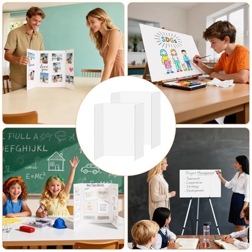2 Pack Display Boards for Presentations, 25.8" X 16.9" Cardboard Poster Board with Smooth Finish & Fibrous texture Interior, Foldable for School Projects, Science Fairs, Event Displays, and Business