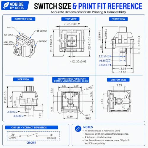 80PCS Blue Mechanical Keyboard Switches - Clickers for 3D Prints