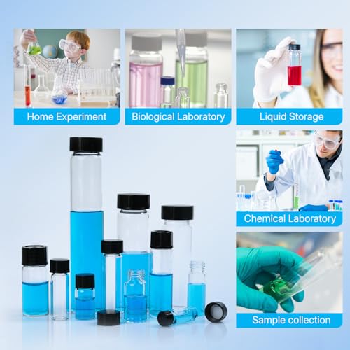 16mL Glass Sample Vial, 18-400 Screw Cap with PE Liner, 100-Pack - size: 16ml