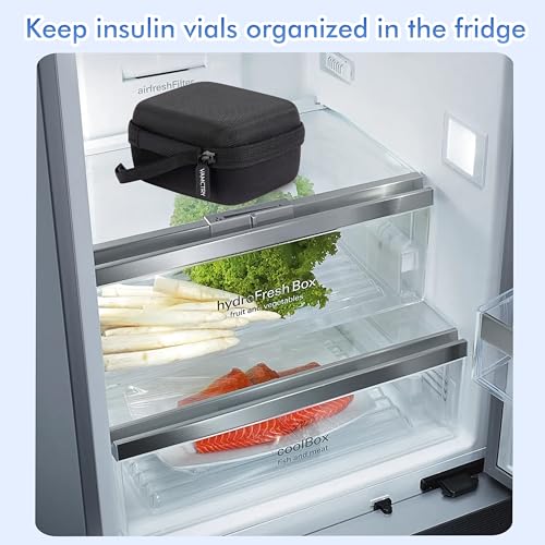 15 Slots Peptide Case for Fridge, Insulin Vial Protector Organizer Bag, Vial Storage Case for 1ml 3ml 5ml 10ml and 30ml Vials, Diabetic Medication Holder for Home and Travel - size: Black-15 Slots