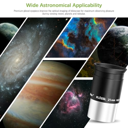 Alstar Telescope Eyepiece 25mm Plossl Telescopes Lens 50° Wide FOV 1.25" - size: 25MM