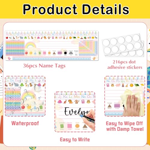 36pcs Desk Name Tags for Classroom, Students Name Plates for Desks - color: Multicolor-c
