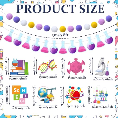 Wettarn 5 Pcs Back to School Decorations Science Lab Banners, Purple - style: Purple