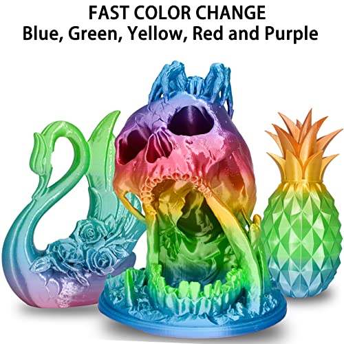 Silk PLA Filament Multicolor, 3D Printer Filament Rainbow PLA Filament 1.75mm +/- 0.02mm, 3D Printing Filament 1kg/2.2lbs - color: Silk Rainbow
