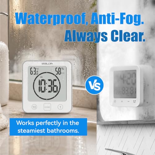 Baldr Waterproof Bathroom Shower Clock with Timer, Temperature and Humidity - color: White