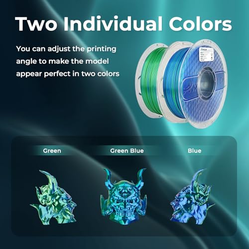 AMOLEN Silk PLA 3D Printer Filament, Silk Dual Color Blue Green PLA Filament 1.75mm, Shiny Coextrusion PLA Filament, Color Change 3D Printing Filament 1KG/2.2lb - color: 1kg-silk Dual Color-blue Green Pla
