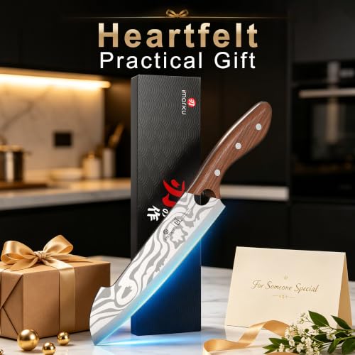 imarku 8.4" Pro Chef Knife,Japanese Ultra Sharp High Carbon Stainless Steel - color: Silver with Laser-etched Wave