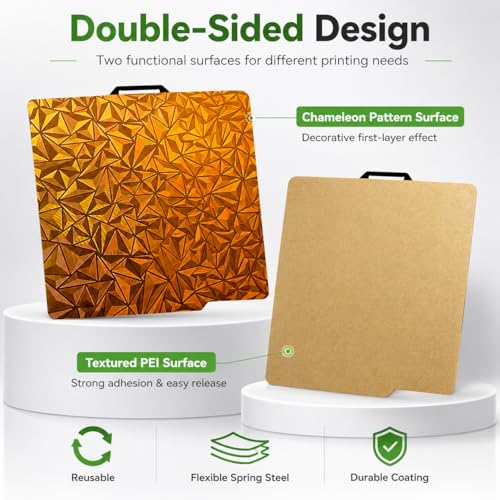 Build Plate for Bambu Lab P1S P2S A1 X1C X1 X1E P1P: Tinytrees PEI Build Plate Double-Sided Flexible PEI Spring Steel Build Platform, 3D Printer Build Surface for 3D Printing Hobbyist, 257 X 257mm - style: Smooth Chameleon+Textured PEI