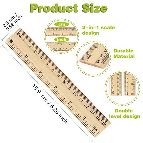 ZZTX 3 Pack Wooden Ruler 6 Inch(15 cm) - color: 3 Pack, 6 Inch