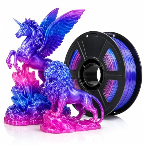 PETG 3D Printer Filament 1.75mm,Multi Color,Translucent Blue Purple Pink,Rainbow,Fast Color Changing petg Filament 1.75mm,1kg(2.2lbs) Accuracy +/-0.05mm - color: Petg Aurora Blue Purple