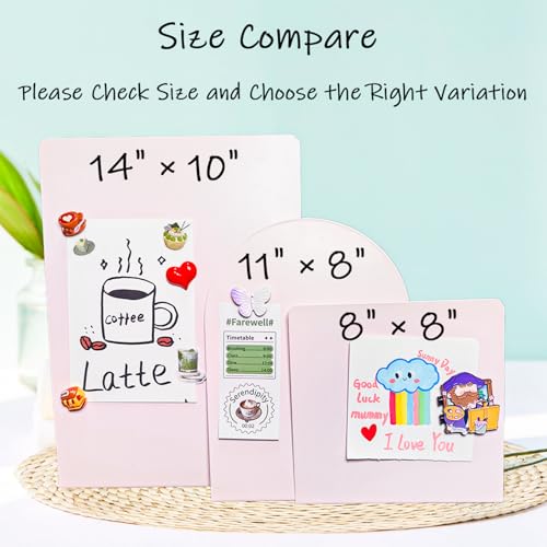 2 Pack Metal Pink Arched Magnet Display Board, 11"×8" Anti-Slip Desk Magnetic Bulletin Board Decorative Tabletop Memo Photo Display Stand Small Business Supplies for Home Office Vendor Booth Classroom - size: 11" × 8"- P