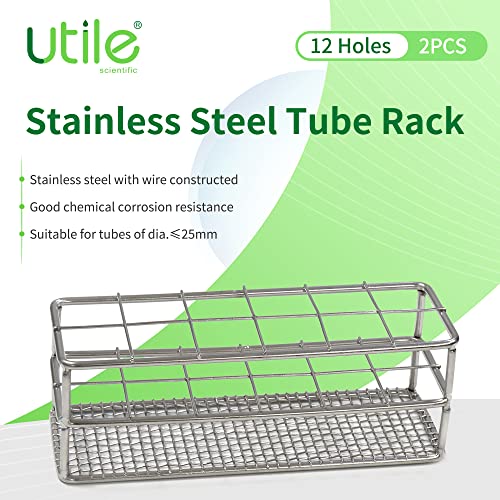 Utile 2pcs of 12-Hole Stainless Steel Test Tube Holder Rack, Suitable for Test Tube Dia.≤25 mm,4050.4628.2 - color: 2 of 12-Hole Steel