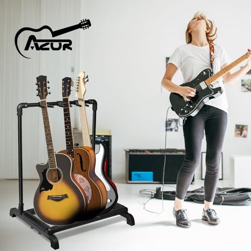 AZOR 3 Multi Guitar Stand Rack, Foldable Guitar Holder - size: 3 Holder