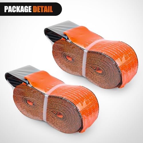 Nilight Truck Straps 4" x 30' Heavy Duty Tie Down with Flat Hooks - color: 4in x 30ft Truck Straps 2PCS Orange