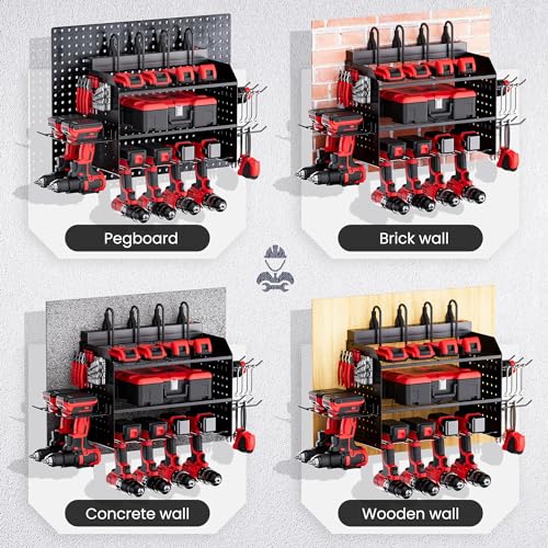 TRZZ Power Tool Organizer Wall Mount, 3-Layer Charging Station, Black - color: Black, size: 3-Layer with Charging Station