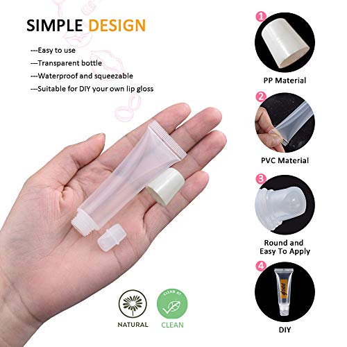 AMORIX 50PCS Empty 5ml White Cap Lip Gloss Tubes for Lipgloss Base - color: White, size: 5ml-50PCS