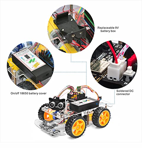 OSOYOO Robot Car Starter Kit for Arduino | STEM Remote Controlled App Educational Motorized Robotics for Building Programming Learning How to Code | IOT Mechanical DIY Coding for Teens Adults - style: V2.1 robot car Without battery