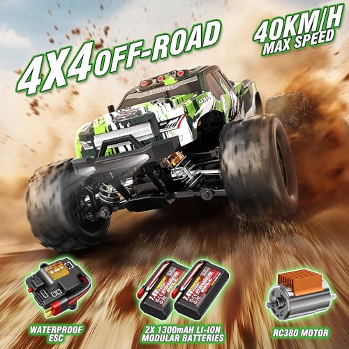 X-TMAGA 1:18 All Terrain RC Car, 4WD Off-Road Remote Control Car (HS18-05) - color: Green+purple