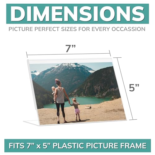 pbf 7x5 Acrylic Sign Holder Display | Clear Horizontal Slanted (6-Pack) - size: 6