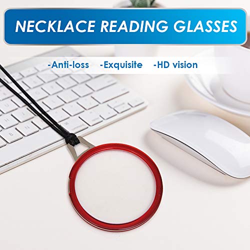 TERAISE Reading Glasses Pendant Necklace Readers for Women Lightweight - color: Red