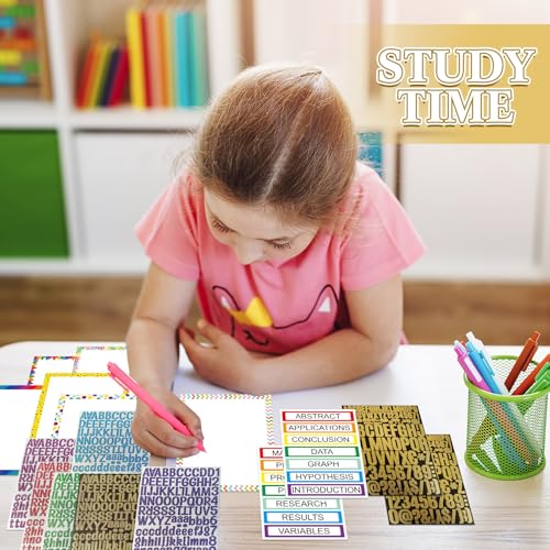 PerKoop 36 Sheets Science Fair Board Poster Boards Supplies 24 Self Adhesive Presentation Subtitles 4 Science Fair Project Titles 8 Personalized Letter Sticker for Classroom (Glitter Neon 1) - color: Glitter Neon