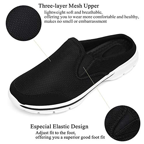 INMINPIN Unisex Slippers Casual Clog House Shoes Comfort Slip-On Walking Mules with Indoor Outdoor Anti-Skid Sole for Men and Women - color: Black, size: 14 Women/12 Men
