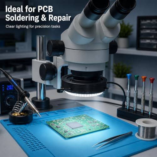 Microscope LED Ring Light Illuminator, USB 5V 144 LED Color Temperature Adjustable, 4 Zone RGB, Focus Lamp Source for Monocular Binocular Trinocular Stereo Microscope Vision Scientific (144 CW WW) - color: 144 LED CW WW