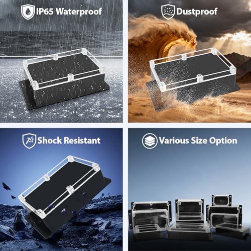 Project Box IP65 Waterproof ABS Plastic Electrical Junction Box with Clear Cover Enclosure with Fixed Ear, Black 9.0"x 5.9"x 3.1"(230x150x85mm)(Pack of 1) - color: 1 pack, size: 9.0"x 5.9"x 3.1"
