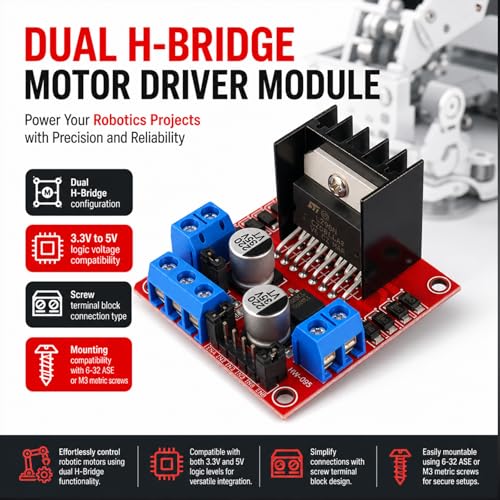 6-Pack L298N Motor Driver Dual H-Bridge, 3.3V/5V Logic