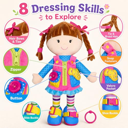 June Garden 15" Belle Montessori Learn-to-Dress Plush Doll - color: Belle