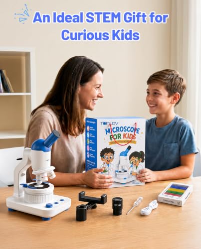TOMLOV DM301K Microscope for Kids, 640X Educational Science Kit, STEM Toy - color: White