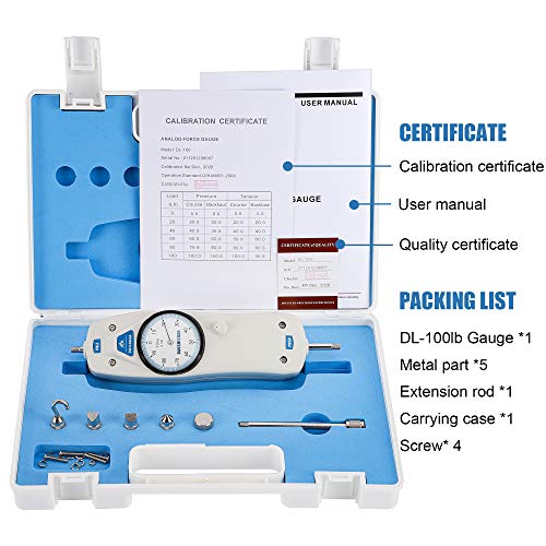 BAOSHISHAN 100lb Push Pull Force Gauge with Calibration Certificate - size: 100LB