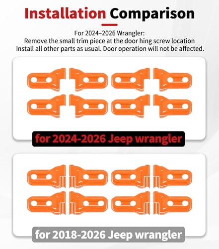 JWWY Complete Exterior Cover Trim Kit for 2018–2026 Jeep Wrangler JL JLU, Full Coverage Door Handle Hood Hinge Hood Latch Side Air Vent Rear Tailgate Window Hinge Covers, 43PCS Orange - color: Orange