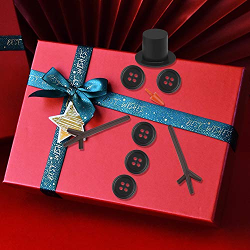 Marrywindix 200 Pieces Christmas Snowman DIY Craft Buttons Kit - 20 Carrot Noses Buttons, 20 Mini Black Magician Hats, 120 Tiny Buttons and 40 Trigeminal Hand for Christmas Party Supplies