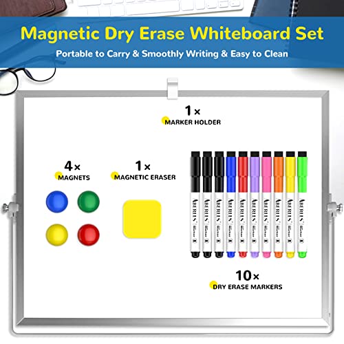 Magnetic Dry Erase White Board with Stand, 16" x 12" Desktop White Board - color: White