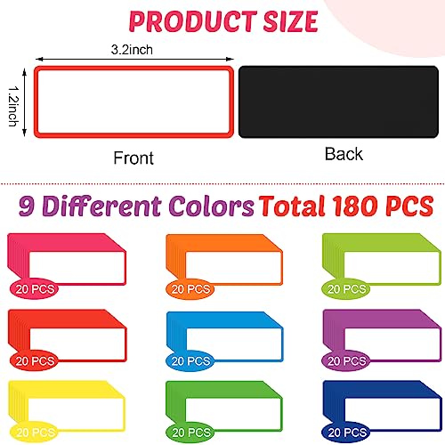 Kanayu 180 Pcs Magnetic Dry Erase Labels Reusable Name Tags Colorful