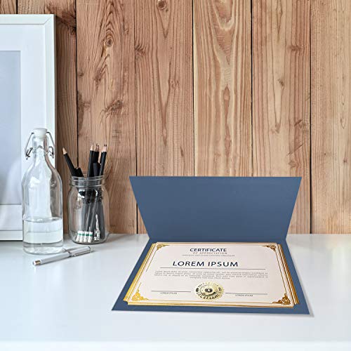 SUNEE 75pcs Certificate Kit, 25pcs Navy Blue Certificate Holders & 25pcs Letter Size Certificate Papers & 25pcs Gold Foil Award Seals for Diploma, Award, Accomplishment - color: Navy Blue