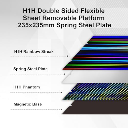 Smooth H1H Build Plate(with Magnetic Base)235x235mm,Rainbow Streak+Phantom Double-Sided Effect Plate for Creality K1/K1 SE/K1C/Ender 3 S1/3 S1 Pro/Ender 5 S1/Ender3 V3 KE/Ender3 V3 SE - color: H1H with Magnetic Plate, size: 235x235mm