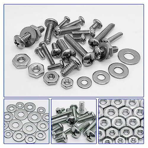 1110PCS Nuts and Bolts Assortment Kit, Stainless Steel Hardware Assortment Kit with Assorted Screws, Nuts, Bolts and Washers(#4-40#6-32#8-32#10-24)