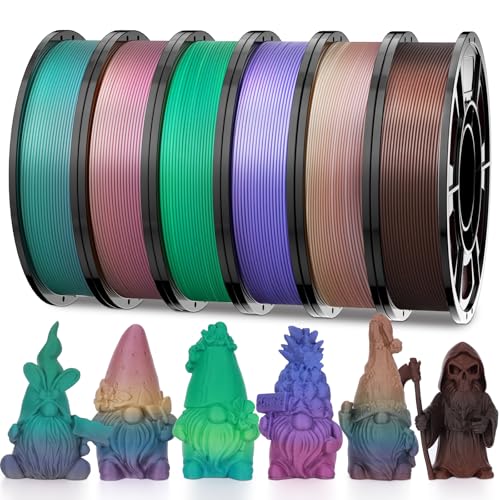 Matte Rainbow PLA 3D Printer Filament Bundle, 1.75 ±0.03mm, 6×250g - color: 6×250g Matte Rainbow
