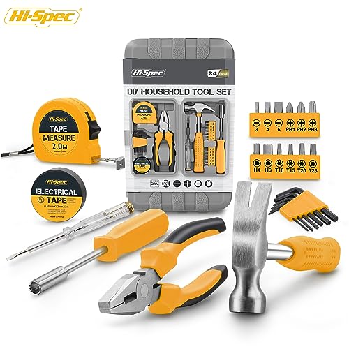 Hi-Spec Small Tool Kit Compact Set for Home and Office DIY, Yellow - color: Pale Yellow