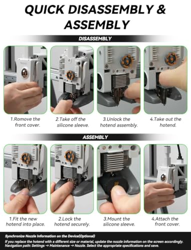 Mviioe V2.0 Upgrade A1 Hotend Kit Compatible with Bambu Lab A1 A1 Mini A2L, 0.4mm Hardened Steel Nozzle, 4 PCS - size: 4 PCS