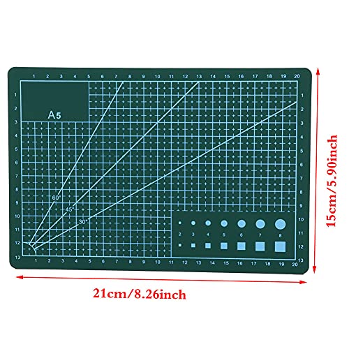 Self Healing Cutting Mat, Durable Double Sided Precision Cutting Surface for Sewing Crafts PVC Blue A5 8.3 x 5.9 Inch 1 Piece