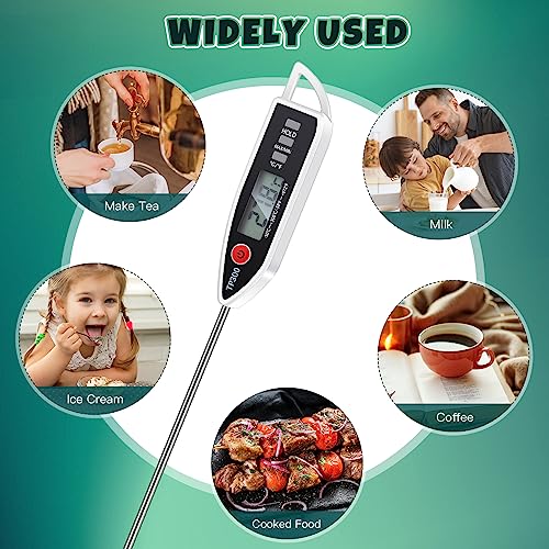 Copkim 6 Set Digital Food Thermometer Long Probe Instant,Black, White, Red - color: Black,White,Red