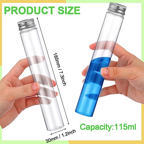 Xuhal 40 Pcs 30x185mm Clear Plastic Test Tubes with Caps for Candy Storage