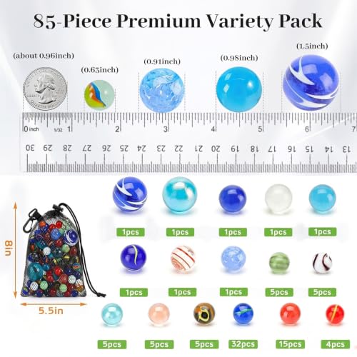 SallyFashion 85 PCS Galaxy Marbles Bulk, Assorted Size Glass Marbles