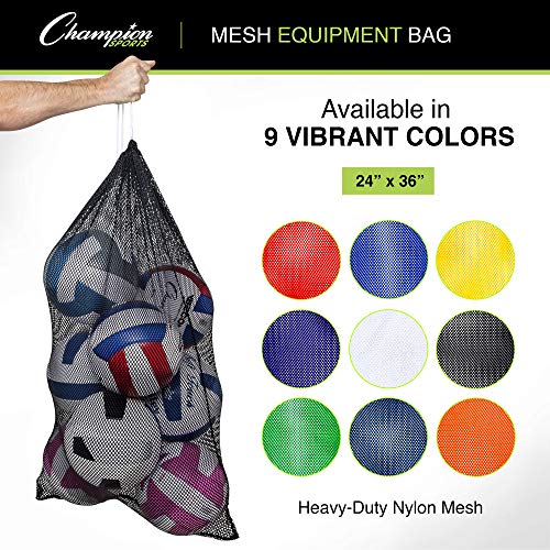 Champion Sports Mesh Equipment Bag – Heavy-Duty Nylon Drawstring Bag with Lock & ID Tag, Breathable Storage Sack for Balls, Swim Gear, Laundry & Toys, Multiple Sizes & Colors - color: Orange, size: 24" x 36"