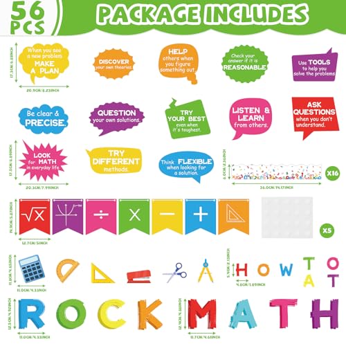 party greeting How to Rock at Math Bulletin Board Set Maths Classroom Decoration Mathematics Paper Cutouts Math Bulletin Board Border for School Educational Wall Decor Teacher Back to School Supplies - style: How to Rock at Math Bulletin Board