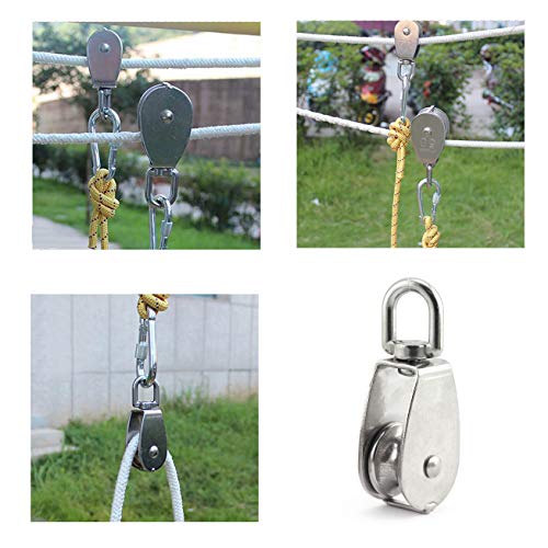 1-Pack M25 Single Pulley Block Stainless Steel Heavy Duty Hardware Single Wheel Swivel Rigging Lifting Wheel Fixed Pulley for Wire Rope Loading 150kg - size: 1-Pack M25